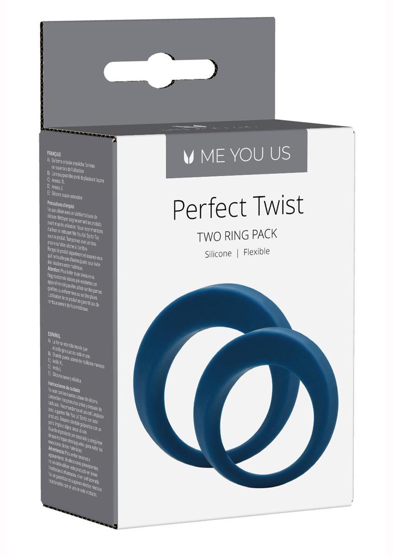 Linx Perfect Twist Cock Ring Set Silicone Waterproof Blue 2 Per Pack