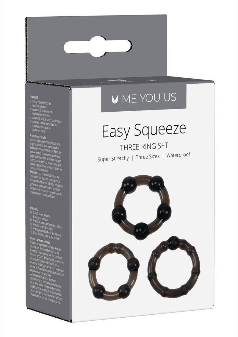 Linx Easy Squeeze Cock Ring Set Waterproof Black 3 Per Pack