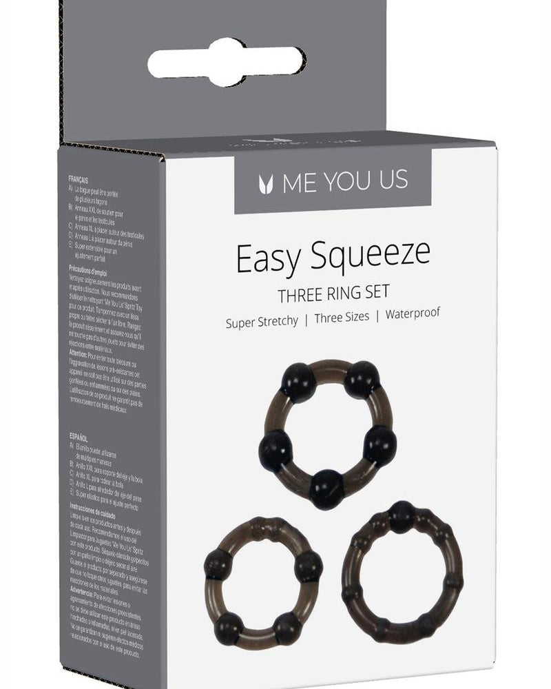Juego de anillos para el pene Linx Easy Squeeze, resistentes al agua, color negro, paquete de 3
