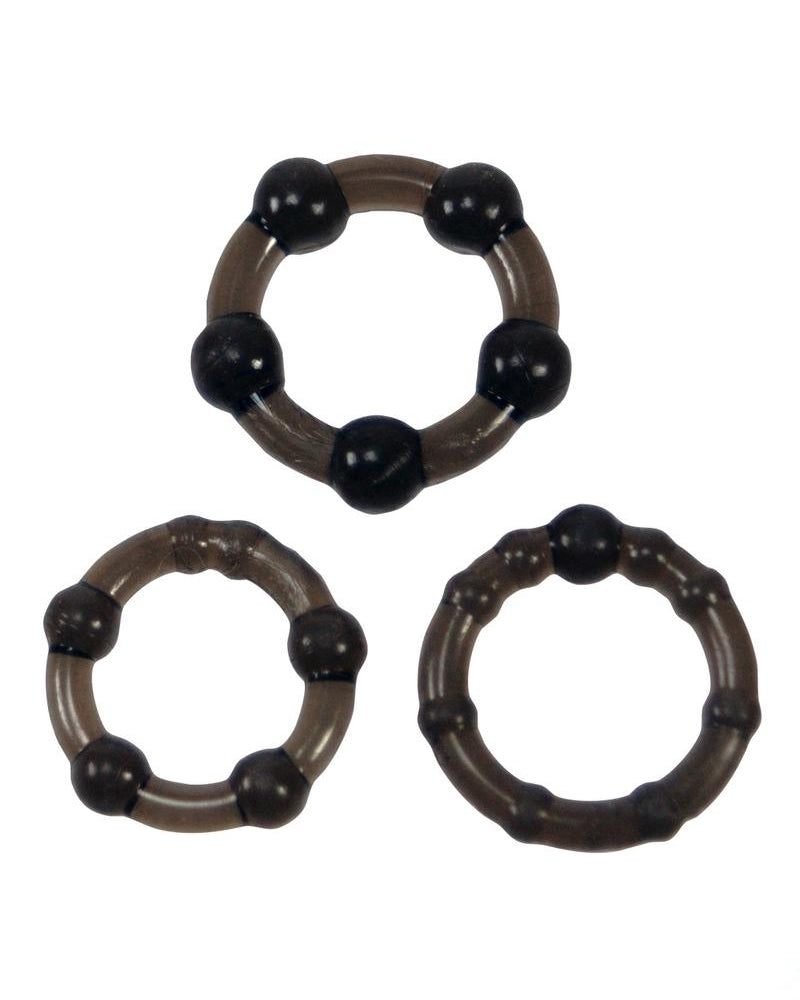 Juego de anillos para el pene Linx Easy Squeeze, resistentes al agua, color negro, paquete de 3