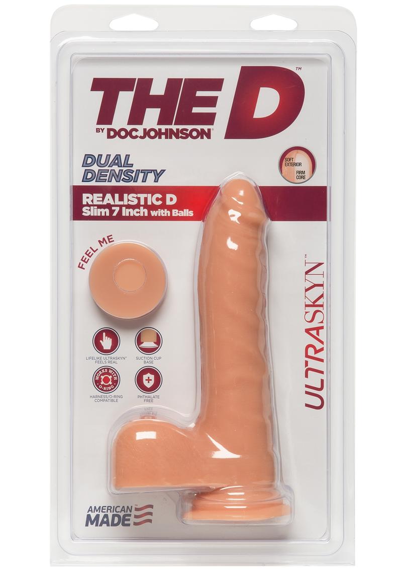 The D Realistic D Slim With Balls UltraSkyn Vanilla 7 Inches