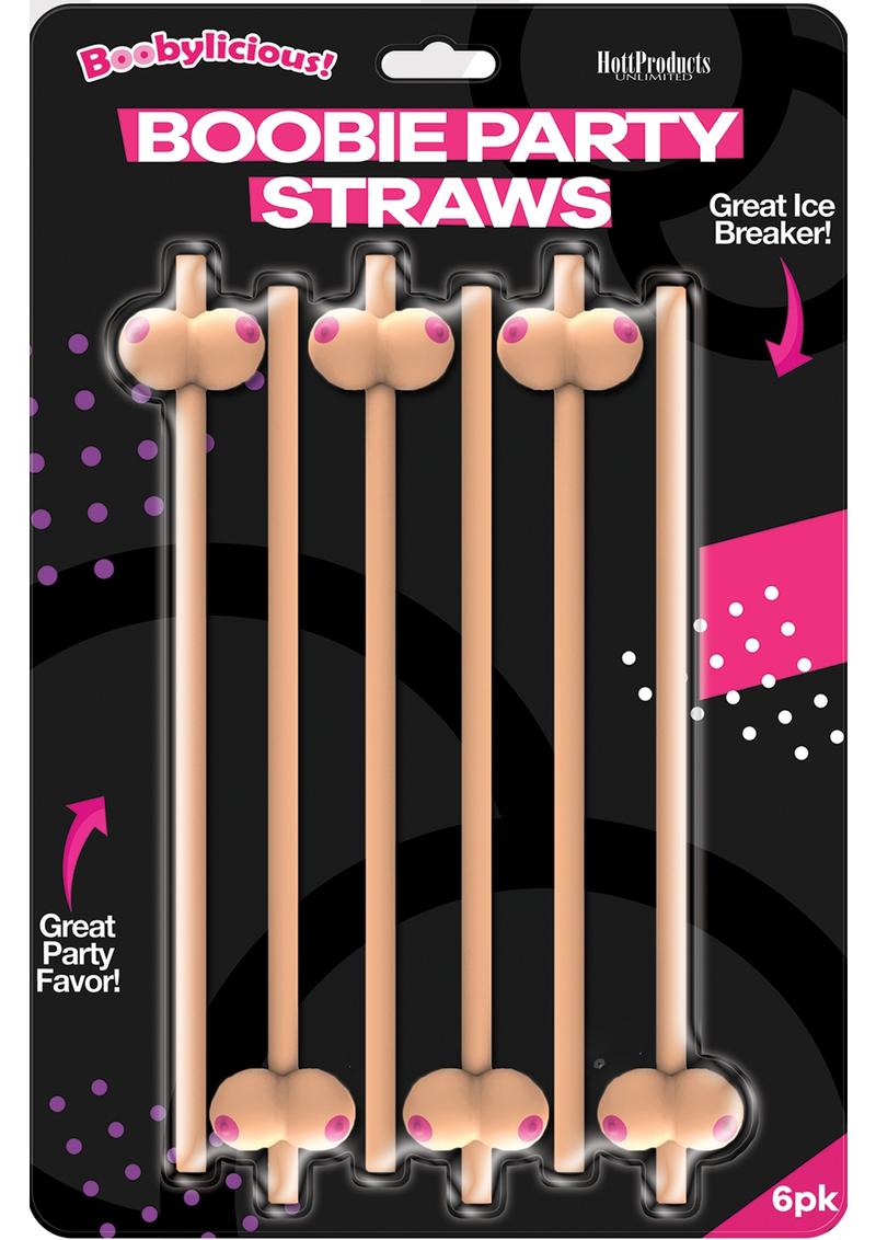 Pajitas para fiesta Boobylicious Boobie en color tostado, 6 por paquete