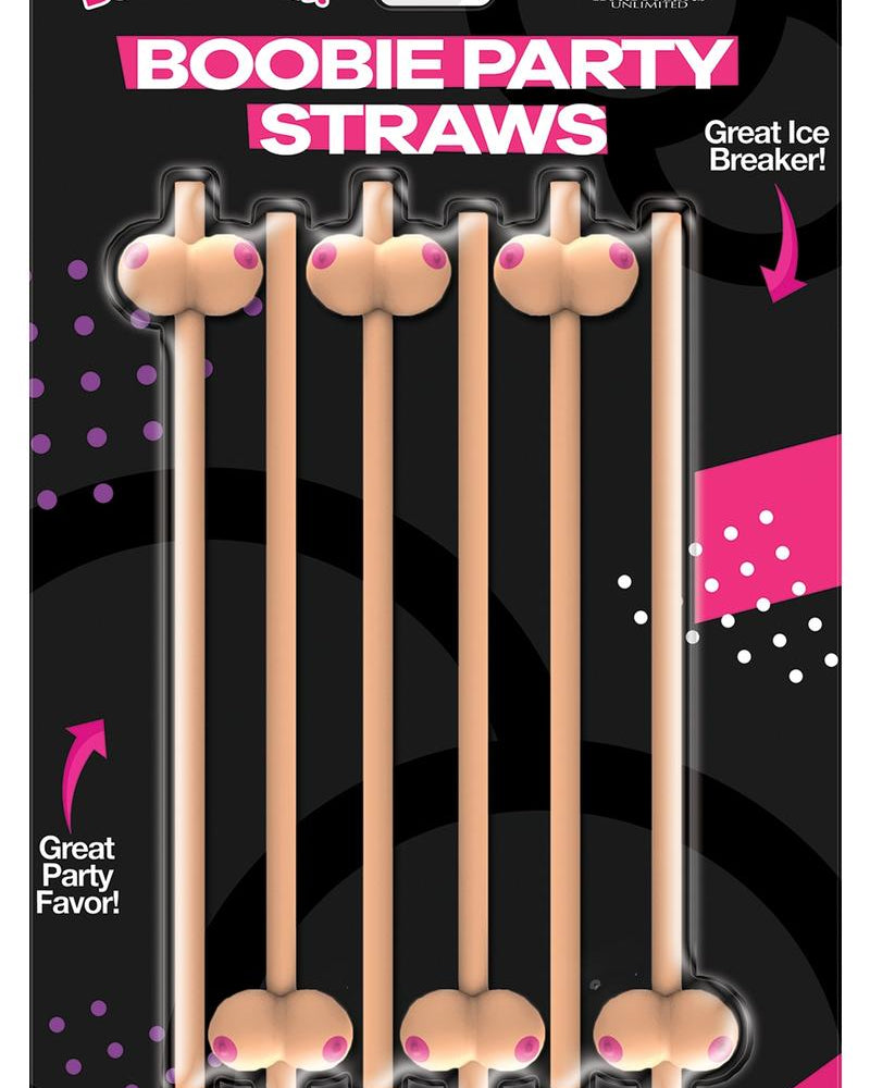 Pajitas para fiesta Boobylicious Boobie en color tostado, 6 por paquete