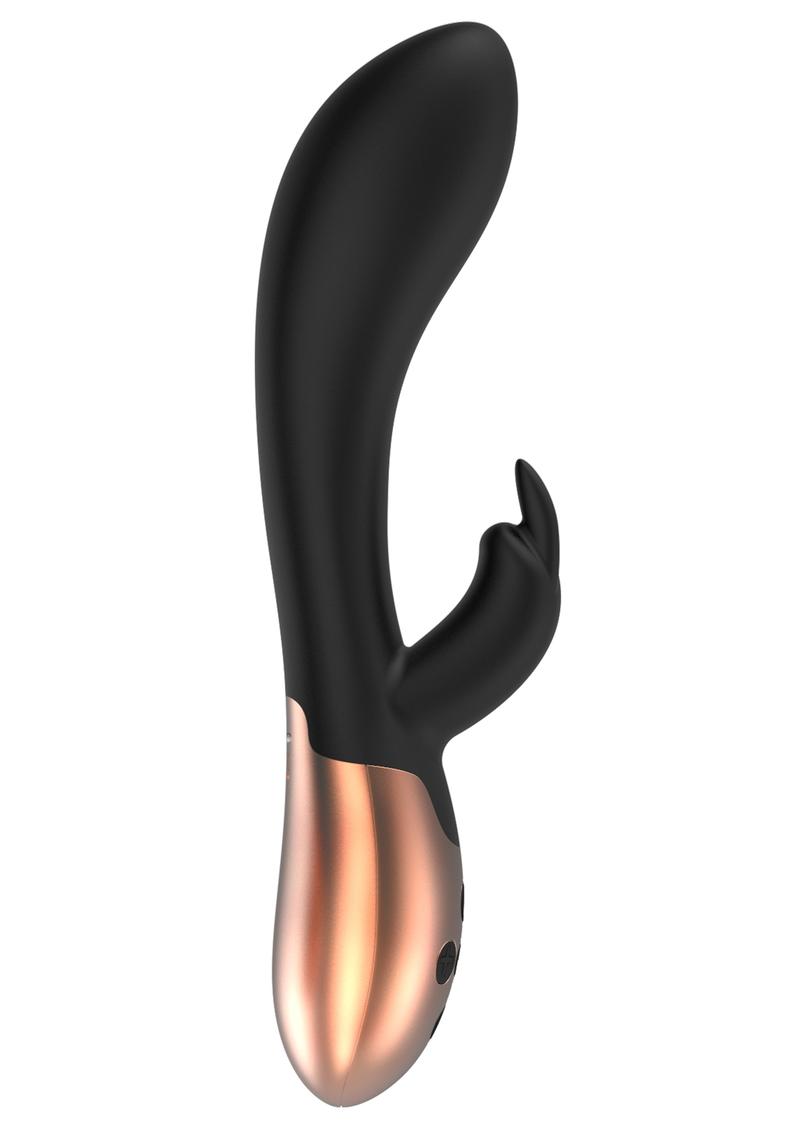 Elegance Opulent Dual Motor Silicone Magnetic USB Rechargeable Heating Rabbit Vibrator Black 7.99 Inch