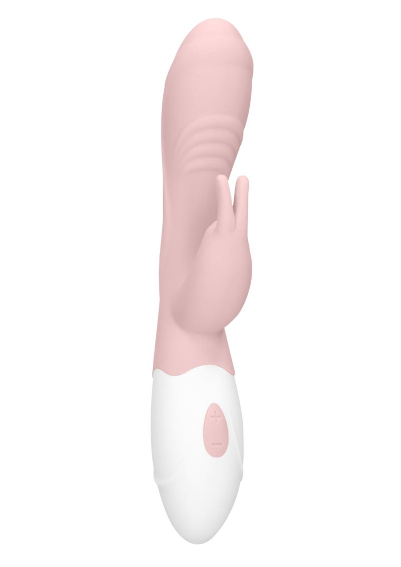 Loveline Juicy Rabbit Vibrator Silicone Rechargeable Waterproof Pink