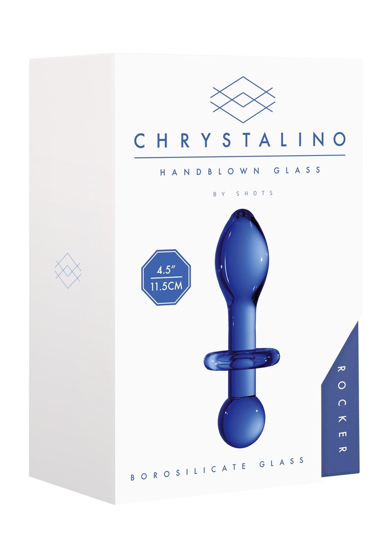 Tapón anal de vidrio borosilicato Chrystalino Rocker azul de 4,5 pulgadas