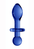 Tapón anal de vidrio borosilicato Chrystalino Rocker azul de 4,5 pulgadas