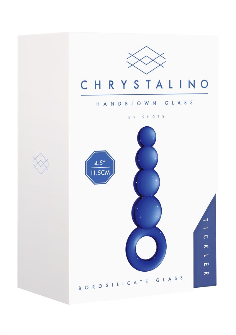 Tapón anal de vidrio de borosilicato Chrystalino Tickler azul de 4,5 pulgadas