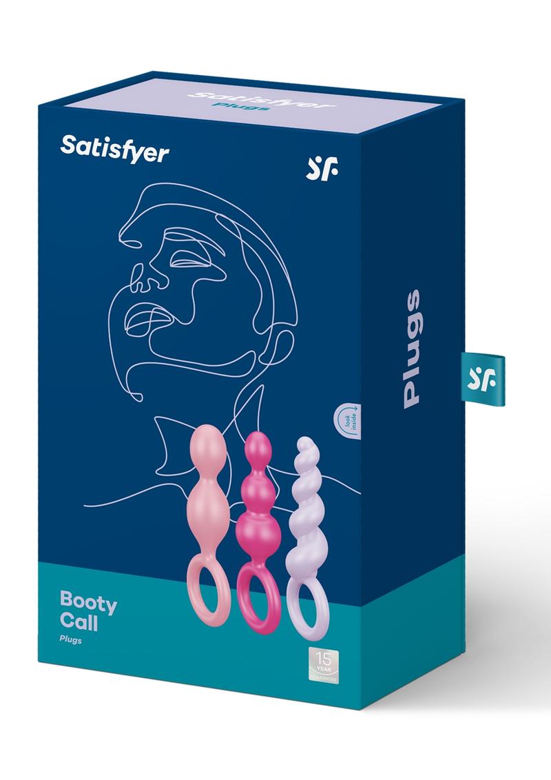 Satisfyer Plugs Silicone Textured Anal Plugs Assorted Colors 3 Each Per Set