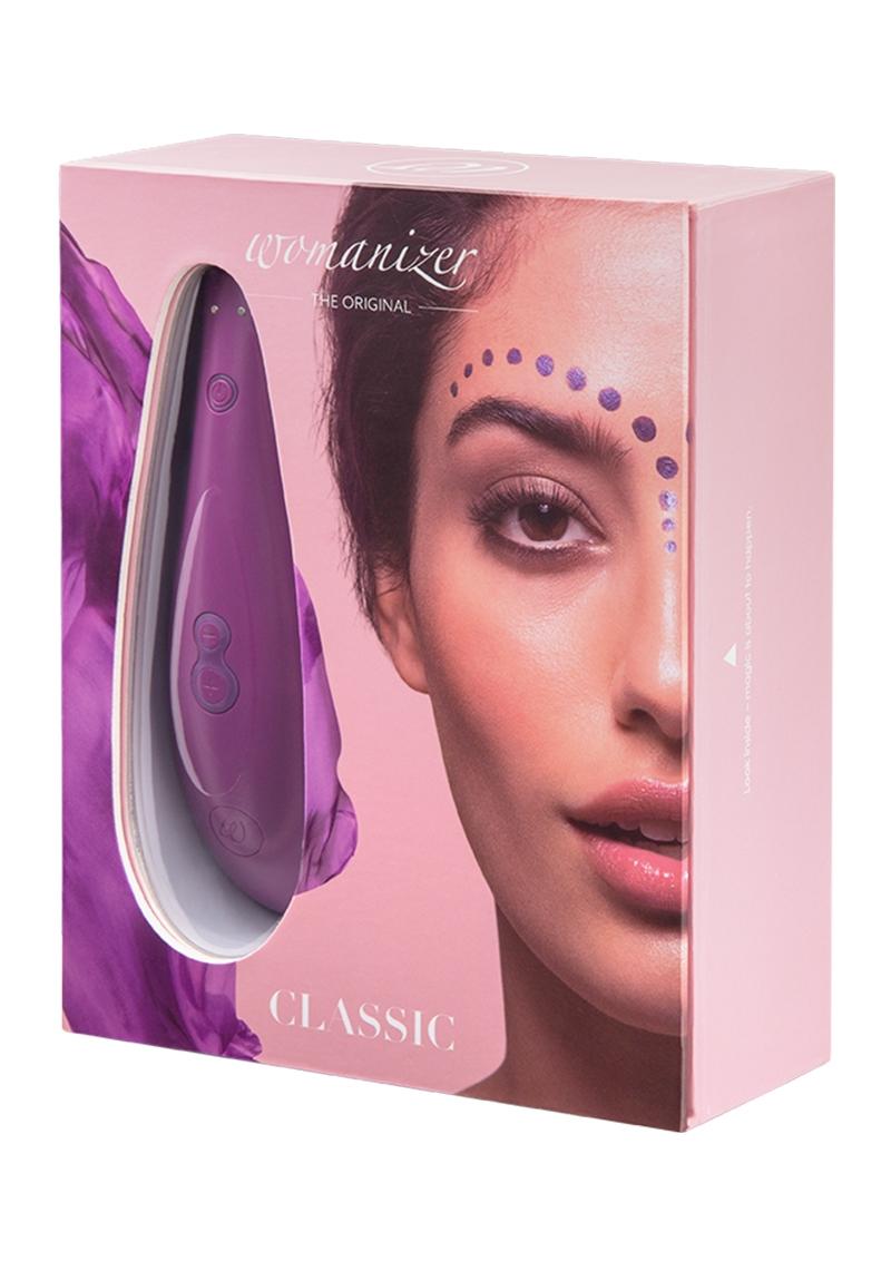 Estimulador de clítoris Womanizer Classic de silicona, recargable, resistente al agua, morado