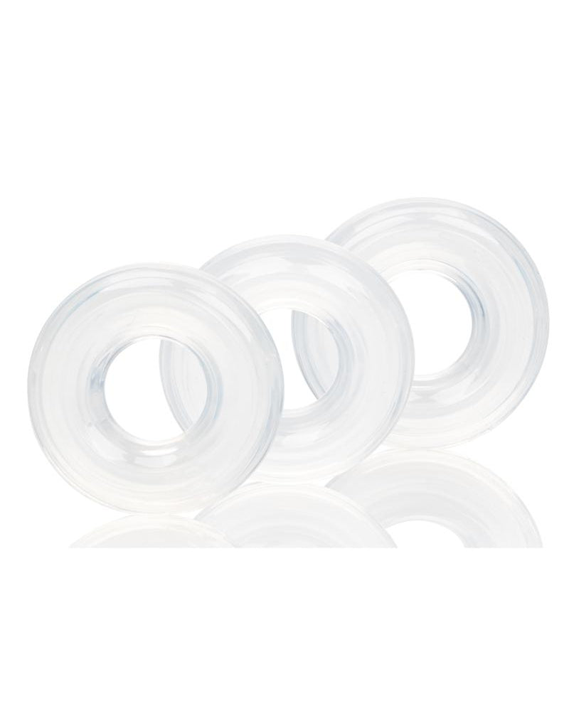 Anillos apilables de silicona para el pene, transparentes, 3 unidades por juego, diámetro de 0,75 pulgadas