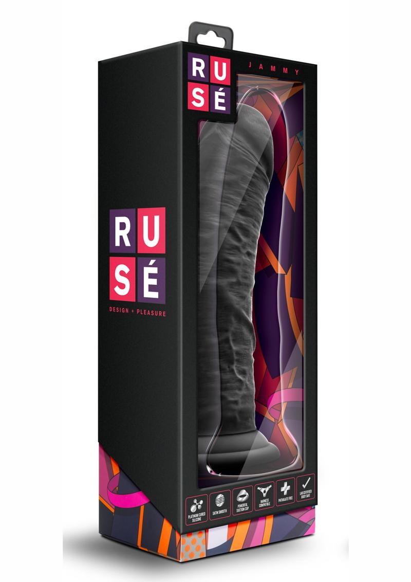 Ruse Jammy Silicone Realistic Dildo Black 8 Inch