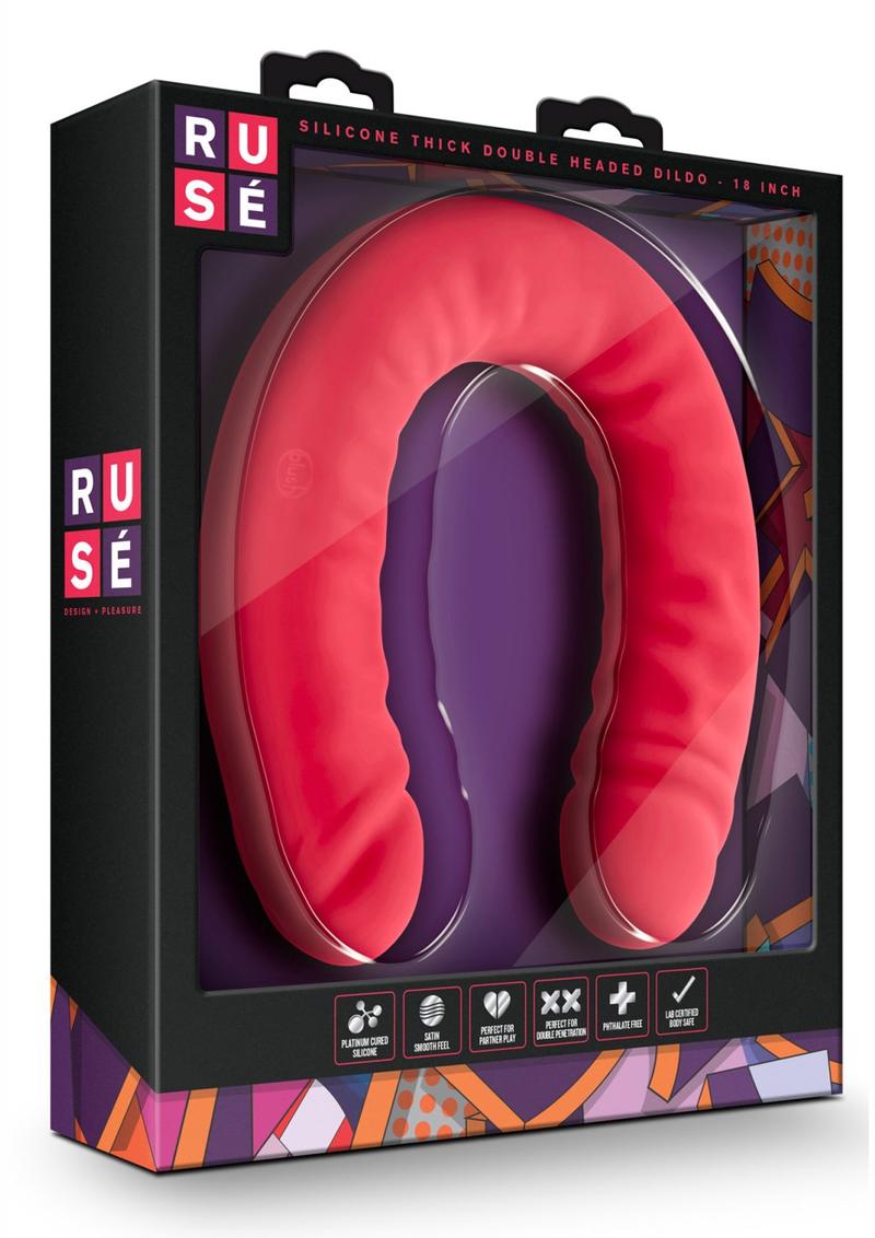 Ruse Silicone Thick Double Headed Dildo Cerise 18 Inch