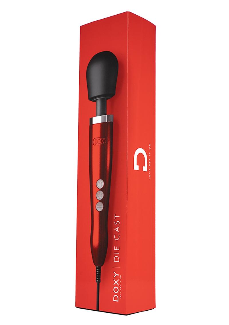 Masajeador corporal con varita vibratoria enchufable de metal fundido a presión DOXY rojo
