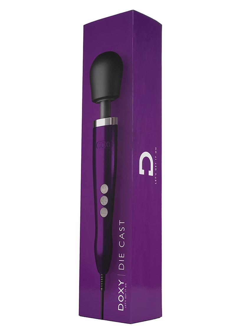Masajeador corporal con varita vibratoria enchufable de metal fundido a presión DOXY de color morado