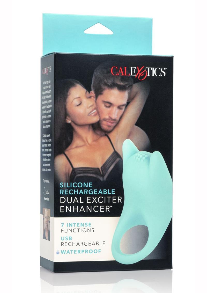 Anillo potenciador de excitación dual recargable por USB de silicona resistente al agua en color verde azulado