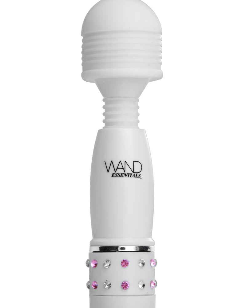 Minimasajeador de cuello flexible Charmed Petite Wand de Wand Essentials, color blanco con cristales, 4 pulgadas