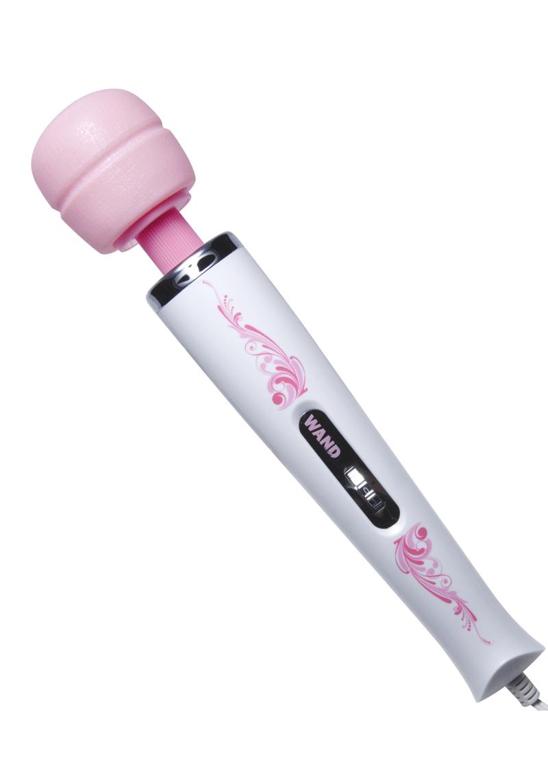 Masajeador de varita con enchufe de 7 velocidades Flexi-Neck de Wand Essentials, rosa y blanco, 12,25 pulgadas