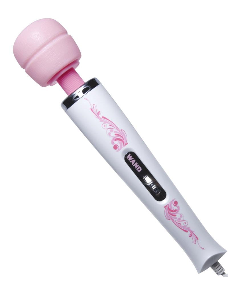 Masajeador de varita con enchufe de 7 velocidades Flexi-Neck de Wand Essentials, rosa y blanco, 12,25 pulgadas