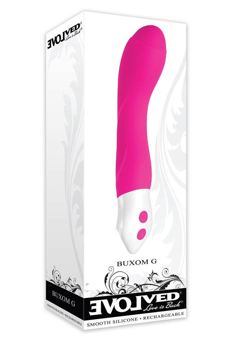 Buxom G Smooth Silicone USB Rechargeable G-Spot Vibrator Waterproof Pink 8 Inches