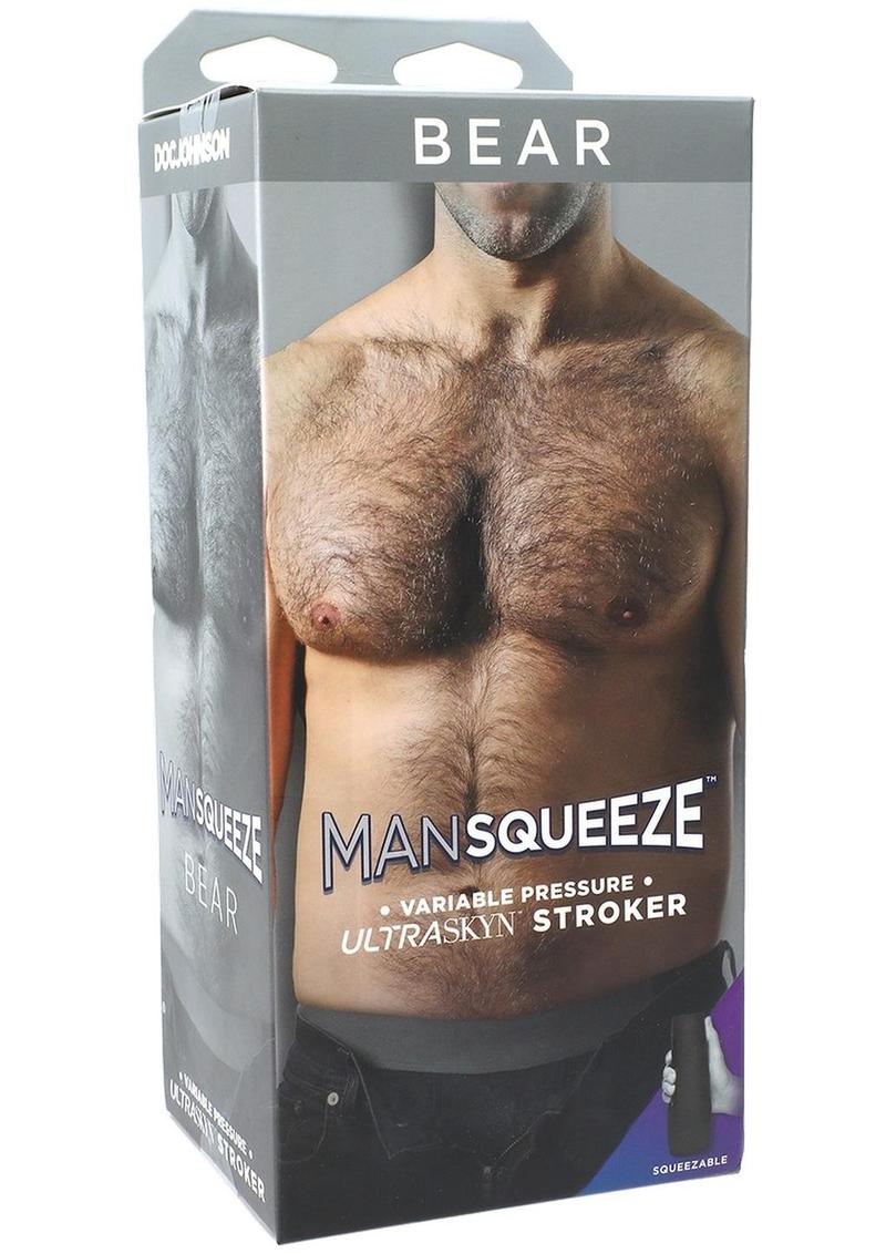 Man Squeeze Bear Variable Pressure Ultraskyn Stroker Anal Masturbator Vanilla 8 Inch