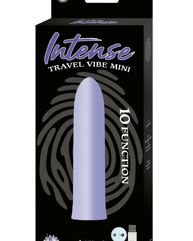 Intense Travel Vibe Mini - Vibrador de viaje con 10 funciones, recargable por USB, resistente al agua, color morado, 4 pulgadas