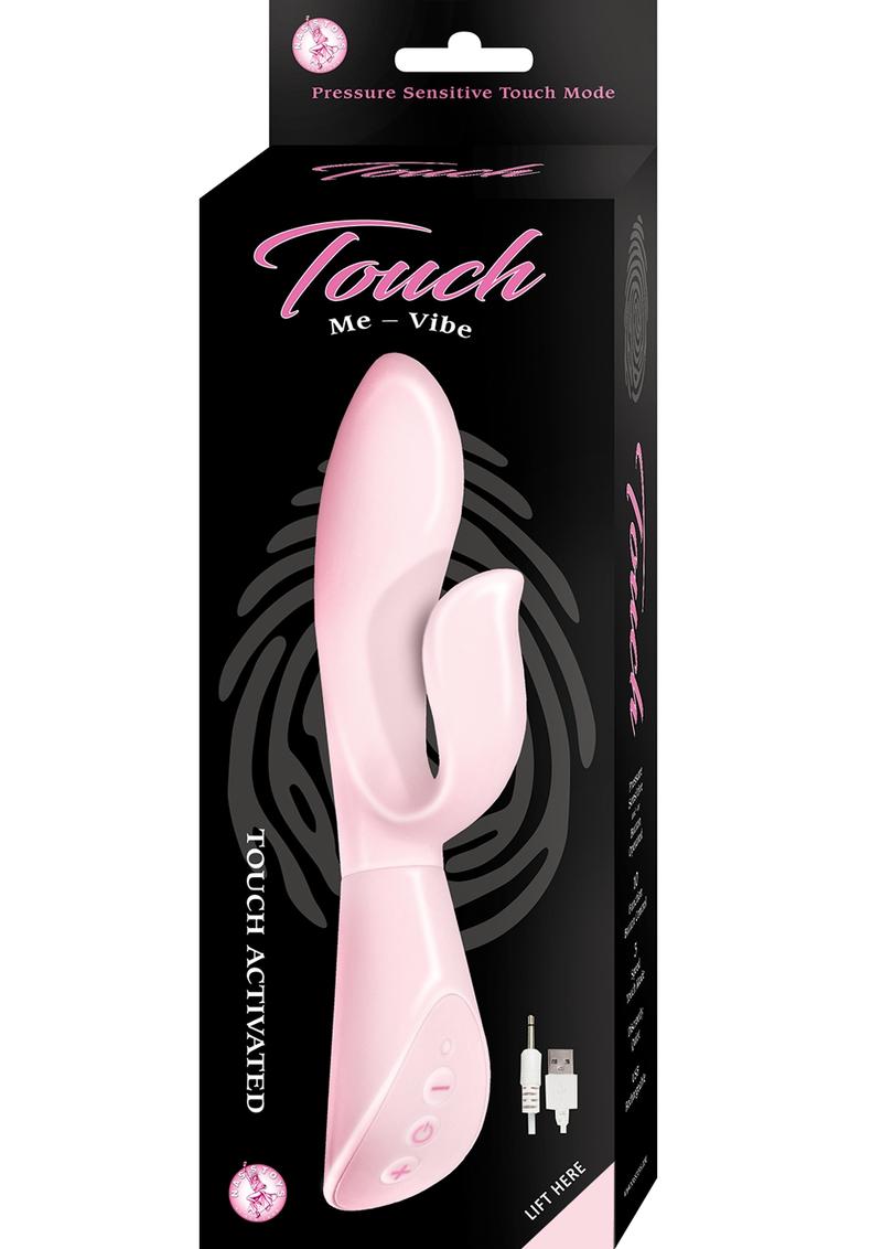 Vibrador doble Touch Me Vibe de silicona recargable por USB, resistente al agua, color rosa, 8 pulgadas