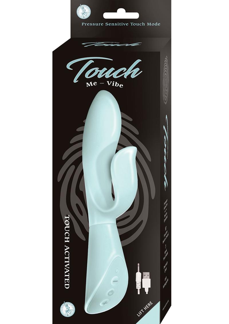 Vibrador doble Touch Me Vibe de silicona recargable por USB, resistente al agua, 8 pulgadas, color aguamarina