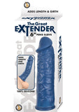 The Greatest Extender Penis Sleeve Silicone Realistic Waterproof Blue 6 Inch