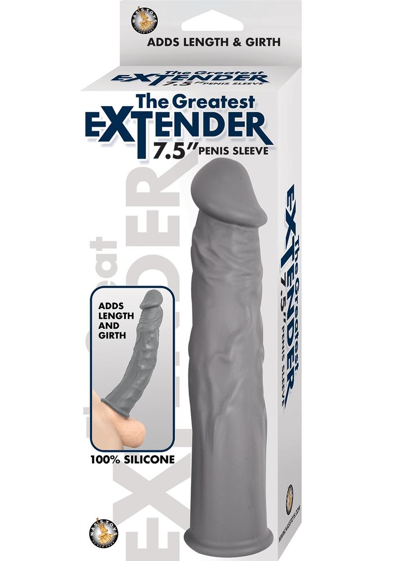 The Greatest Extender Penis Sleeve Silicone Realistic Waterproof Grey 7.5 Inch