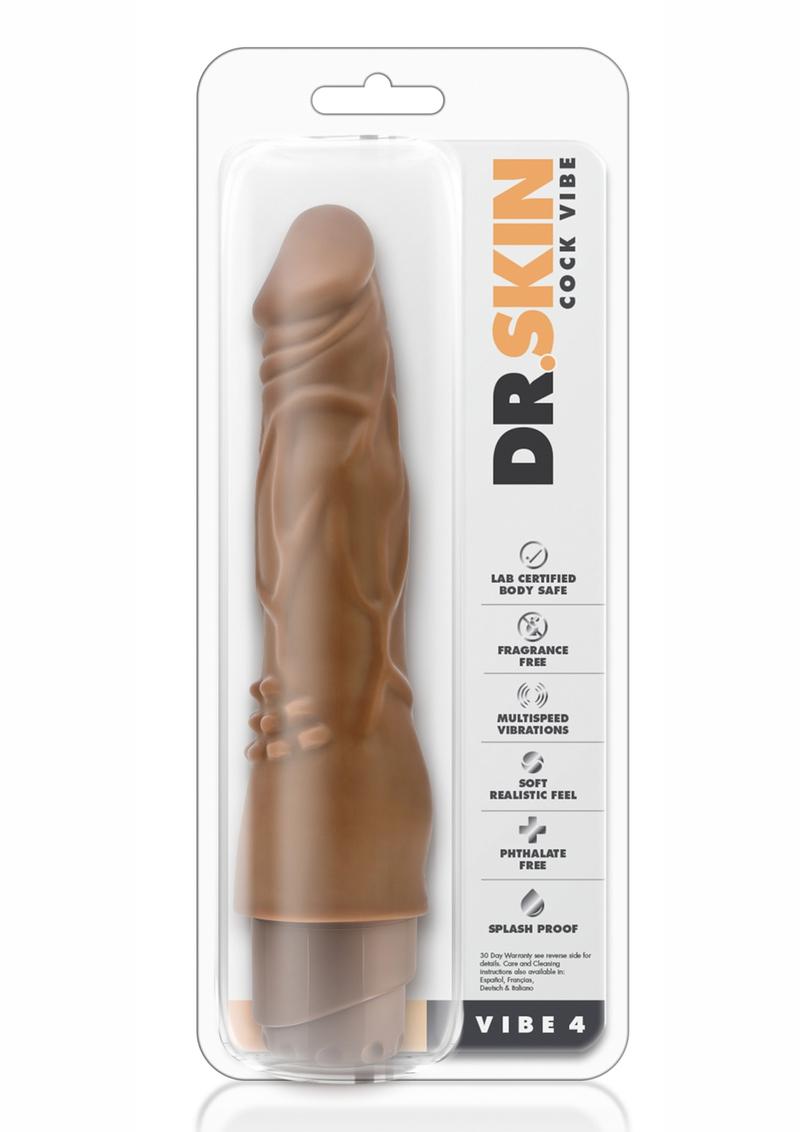 Dr. Skin Cock Vibe 4 Realistic Vibrator Splashproof Mocha 8 Inch