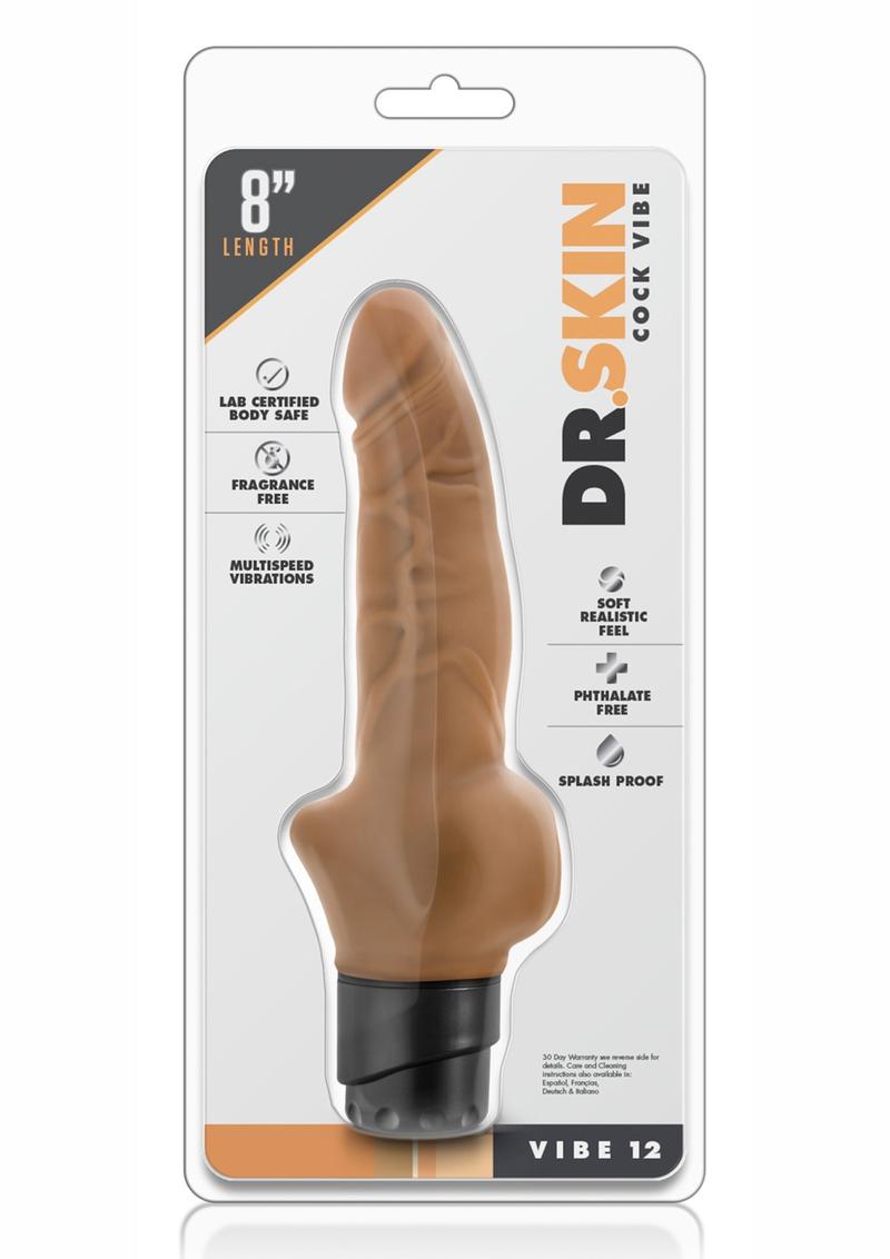 Dr. Skin Cock Vibe 12 Realistic Vibrator Showerproof Mocha 8 Inch