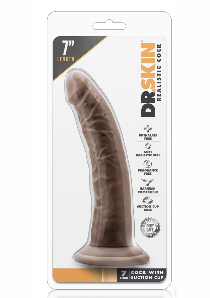 Pene realista de Dr. Skin con ventosa de chocolate de 7 pulgadas