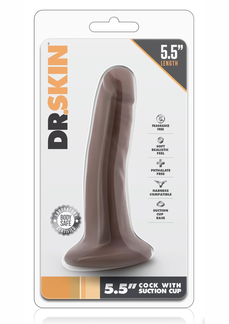 Pene realista Dr. Skin con ventosa de chocolate de 5,5 pulgadas