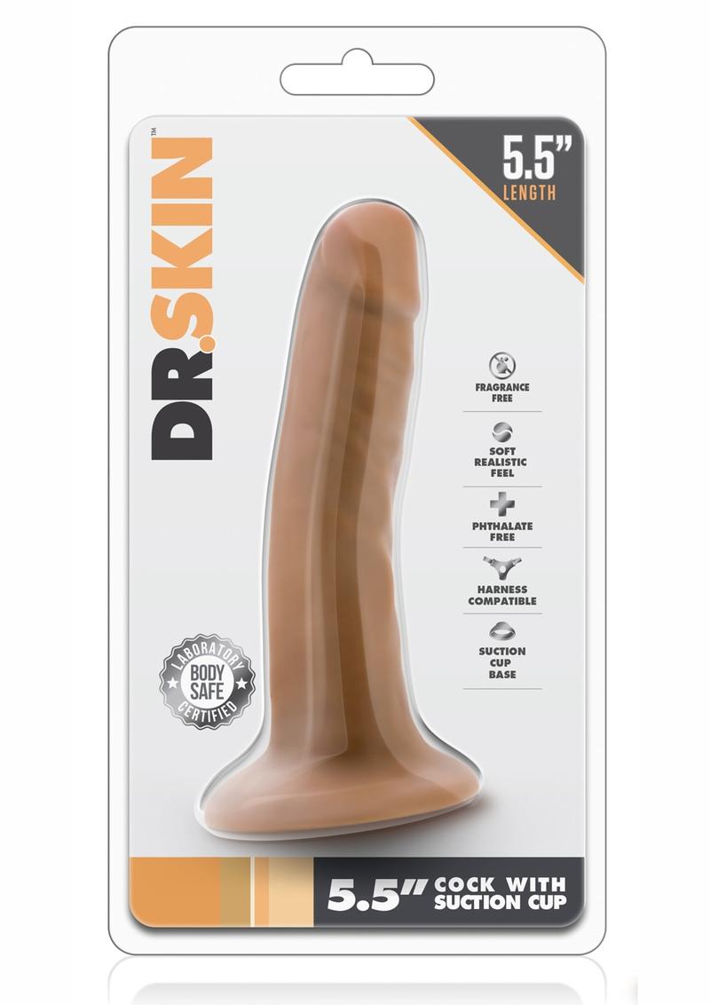 Pene realista Dr. Skin con ventosa color moca de 5,5 pulgadas