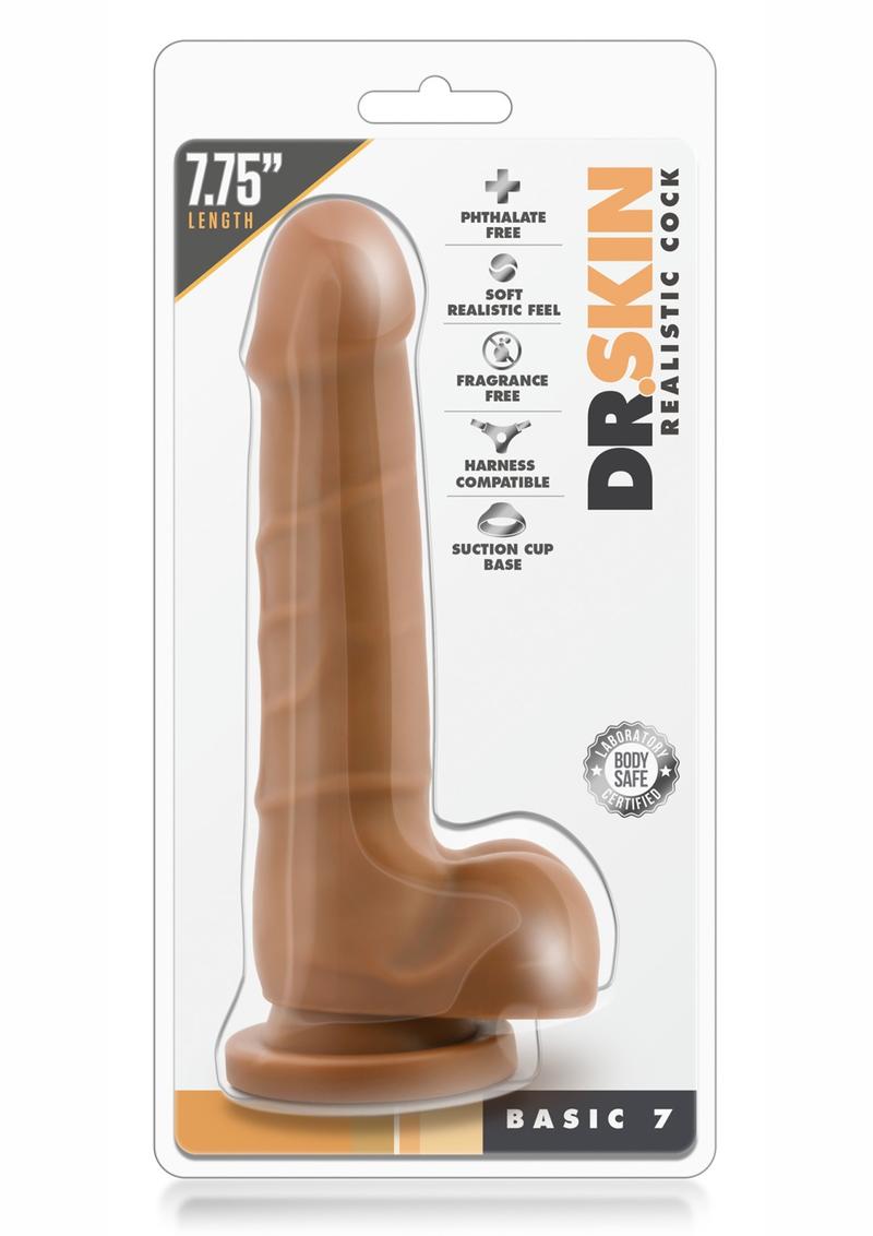 Pene realista Dr. Skin Basic 7 color moca de 7,75 pulgadas