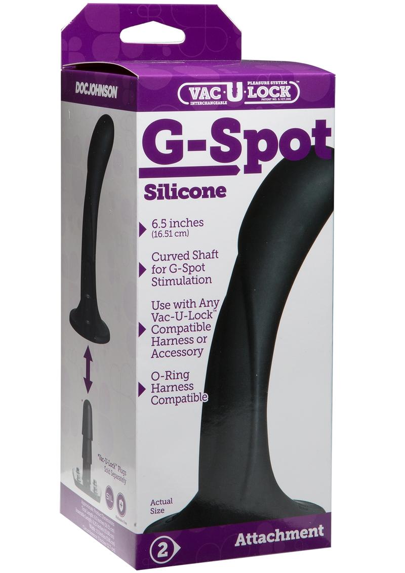 Arnés de consolador curvo de silicona Vac U Lock G-Spot de 6,5 pulgadas, color negro