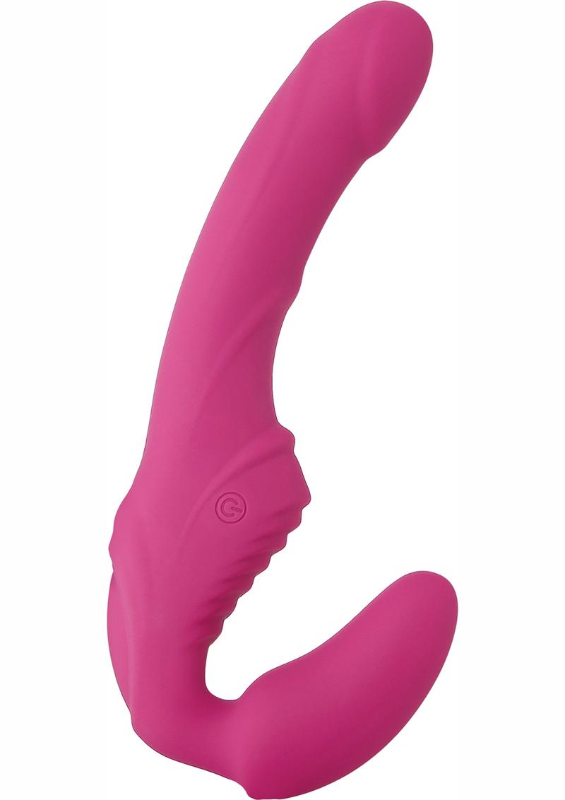 Adán y Eva - Consolador vibrador sin tirantes resistente al agua Eve's Strap-On - Rosa