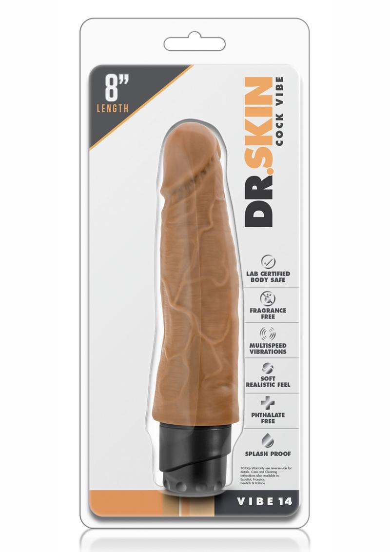 Dr. Skin Cock Vibe 14 Realistic Vibrator Splashproof Mocha 8 Inch