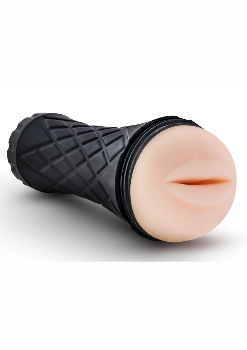 Masturbador con textura M For Men Torch Luscious Lips de 9,5 pulgadas y color vainilla