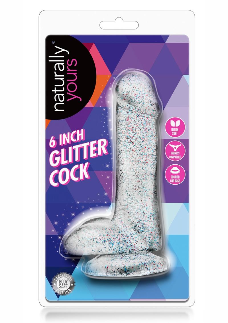 Dong con purpurina Naturally Yours de 6 pulgadas con ventosa sin vibración