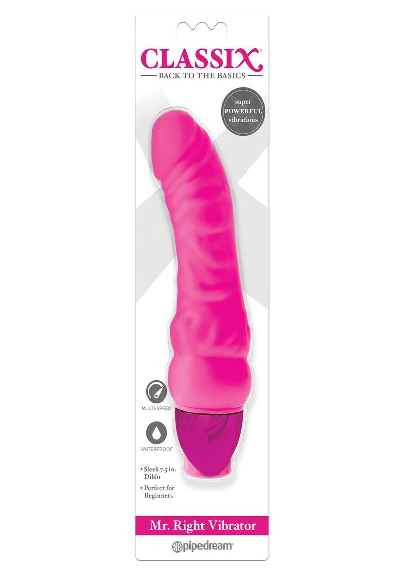 Vibrador Mr Right rosa resistente al agua y con múltiples velocidades