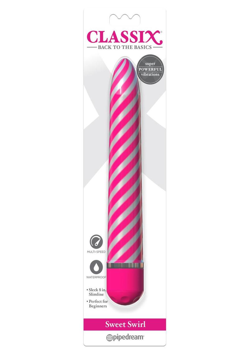 Vibrador Sweet Swirl rosa de 8 pulgadas, multivelocidad, resistente al agua