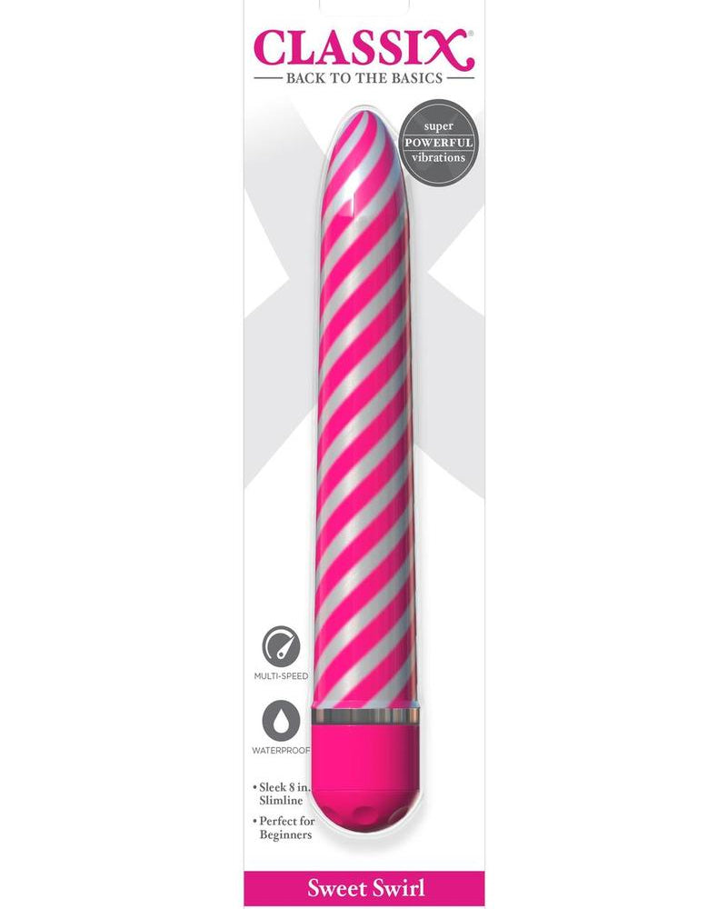 Vibrador Sweet Swirl rosa de 8 pulgadas, multivelocidad, resistente al agua