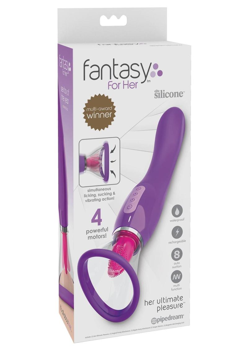 Estimulador de clítoris recargable por USB de silicona con vibración de múltiples velocidades y placer definitivo Fantasy For Her, color morado