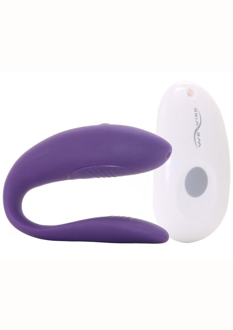 Vibrador para parejas We Vibe New Unite de silicona recargable por USB con control remoto inalámbrico a prueba de salpicaduras morado