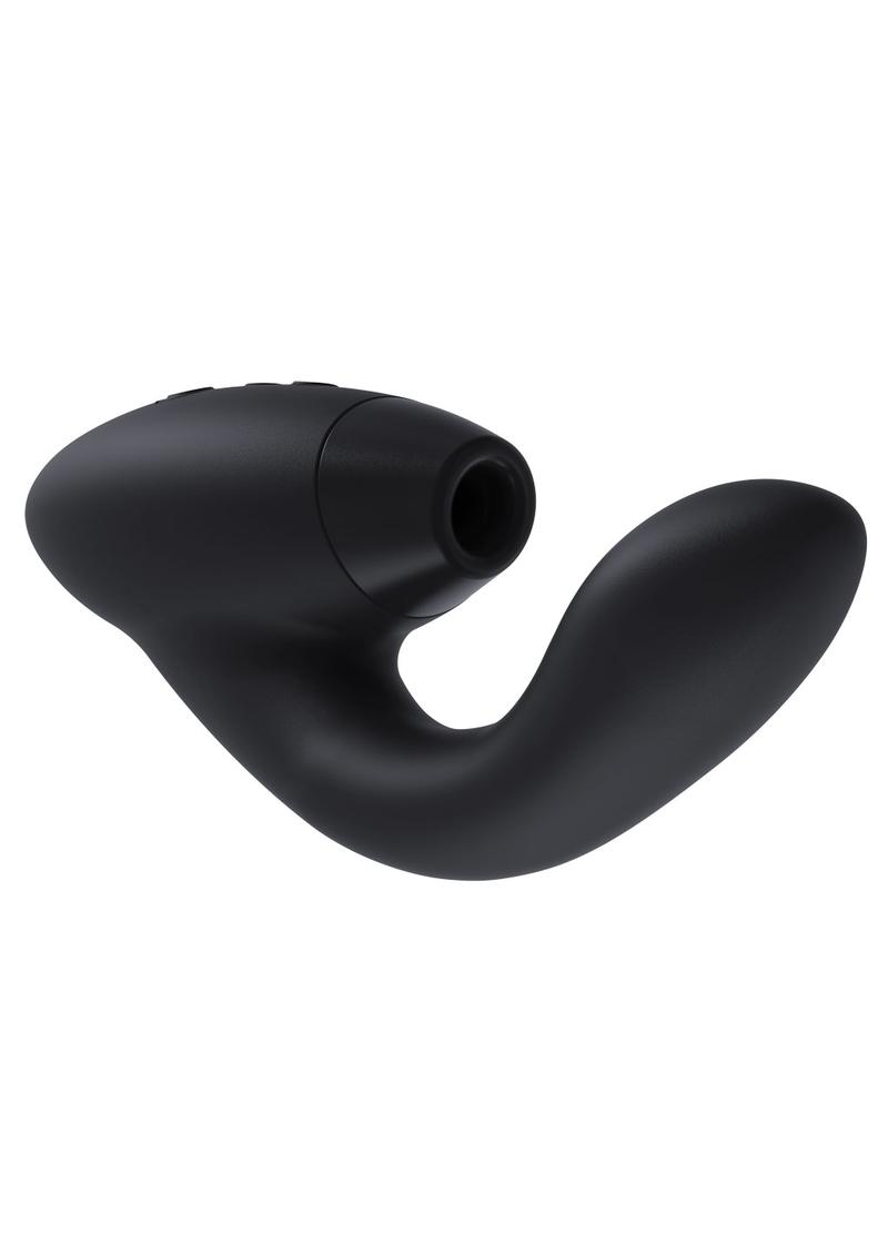 Estimulador de clítoris y punto G Womanizer Duo de silicona recargable por USB, resistente al agua, color negro