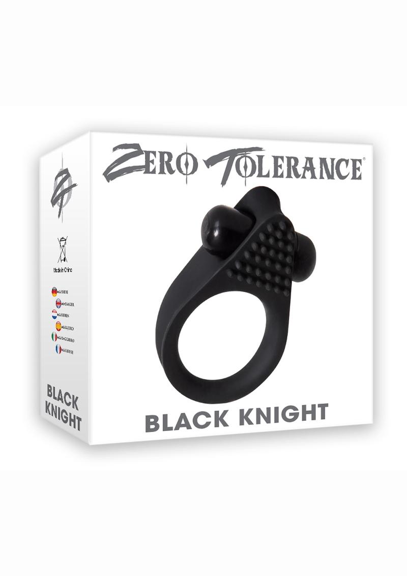 Anillo vibrador texturizado para el pene Black Knight resistente al agua y color negro