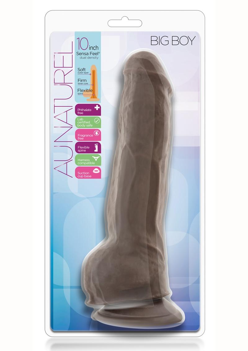 Ventosa compatible con arnés Au Naturel Big Boy Chocolate de 10 pulgadas