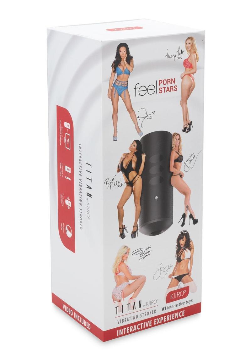 Kiiroo Titan Feel Pornstars Interactive Experience Vibrating Masturbator For Men Black 8.7 Inch